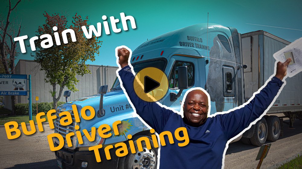Buffalo Driver Training video featuring a student celebrating beside a training truck