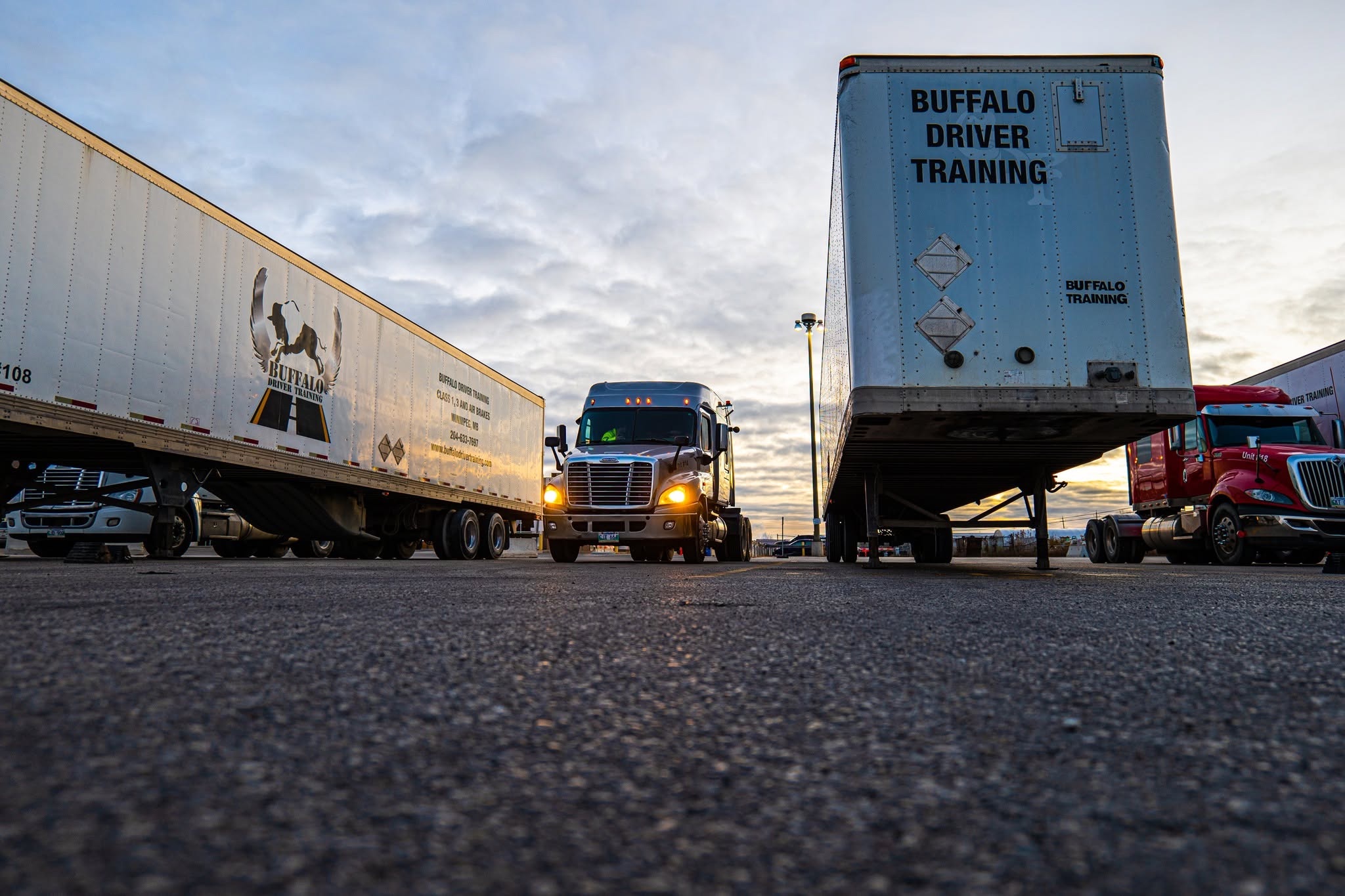 Buffalo Driver Training trucks and trailers at an MPI road test